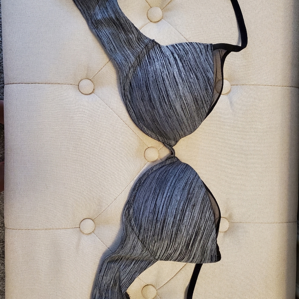 Grey and black bra